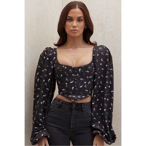 House Of CB JOUCA Black Floral Corset Top XS